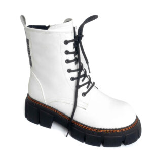 women work boots with white PU leather