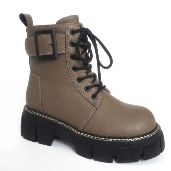 Women work boots with grey PU leather