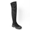 Knee-high boots for women with black microfiber