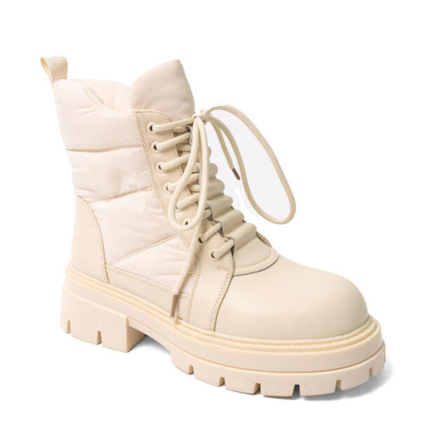 Women work boots with beige PU leather and Nylon