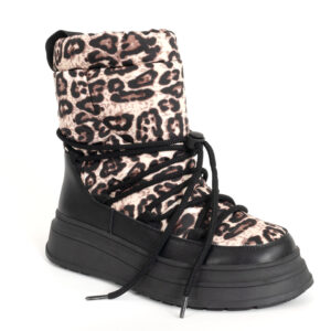 women leopard boots with PU and nylon