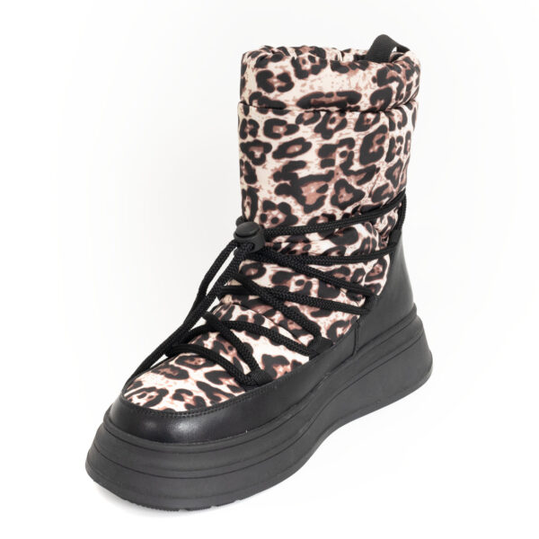 women leopard boots with PU and nylon