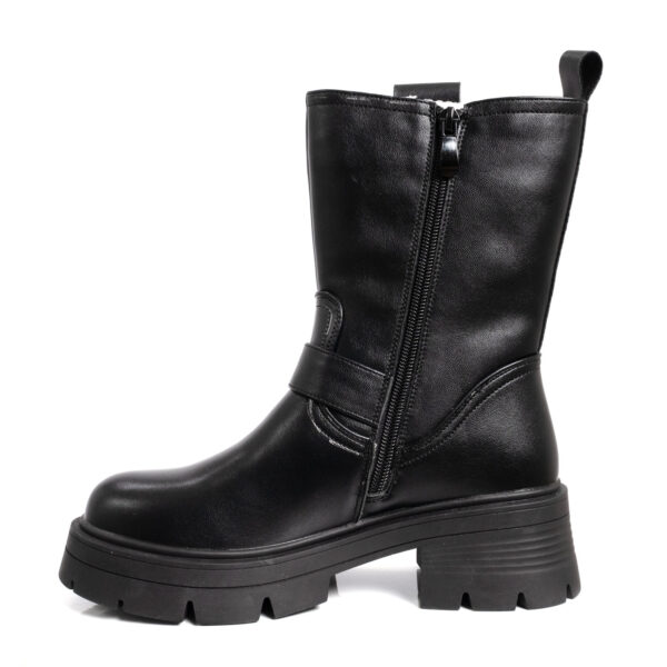 women black ankle boots with PU leather