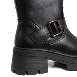 women black ankle boots with PU leather