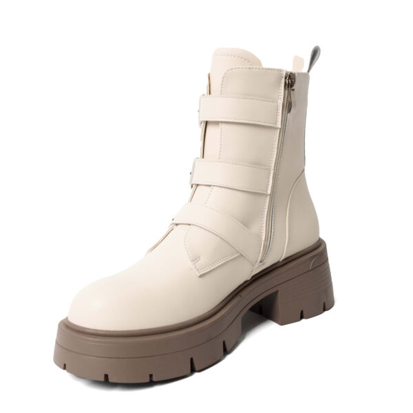 YZY Wholesale women Zip and buckle PU work Ankle boots