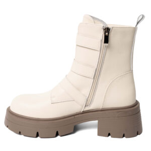 YZY Wholesale women Zip and buckle PU work Ankle boots