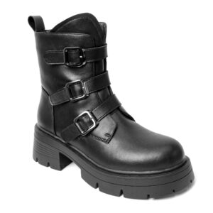 Work boots for women with black PU leather