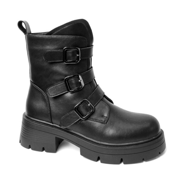 YZY Wholesale women Zip and buckle PU work Ankle boots