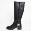 women thigh and high black boots with PU leather and TPU