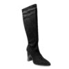 Women knee high boots with black microfiber