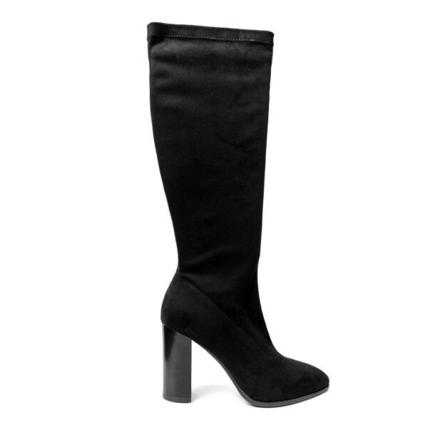 YZY Wholesale women Black heeled boots with microfiber