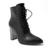 YZY Wholesale women Black heeled boots with PU leather