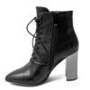 YZY Wholesale women Black heeled boots with PU leather