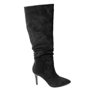 Knee-high boots for women with black microfiber