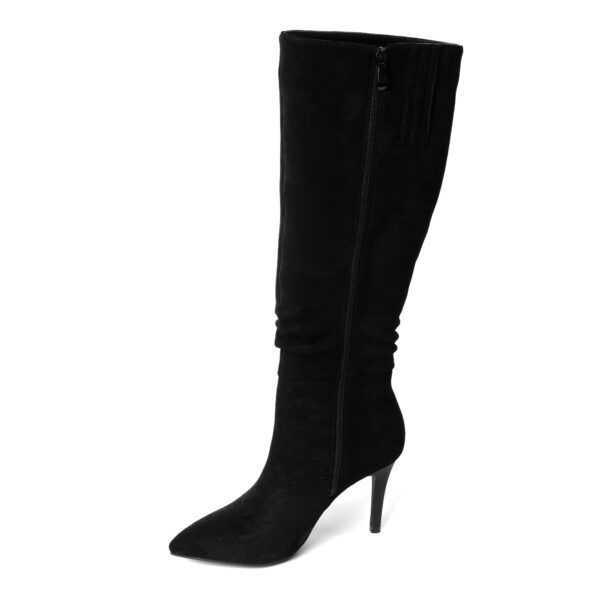 YZY Wholesale knee high thin boots for women with black microfiber