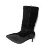 YZY Wholesale knee high thin boots for women with black microfiber