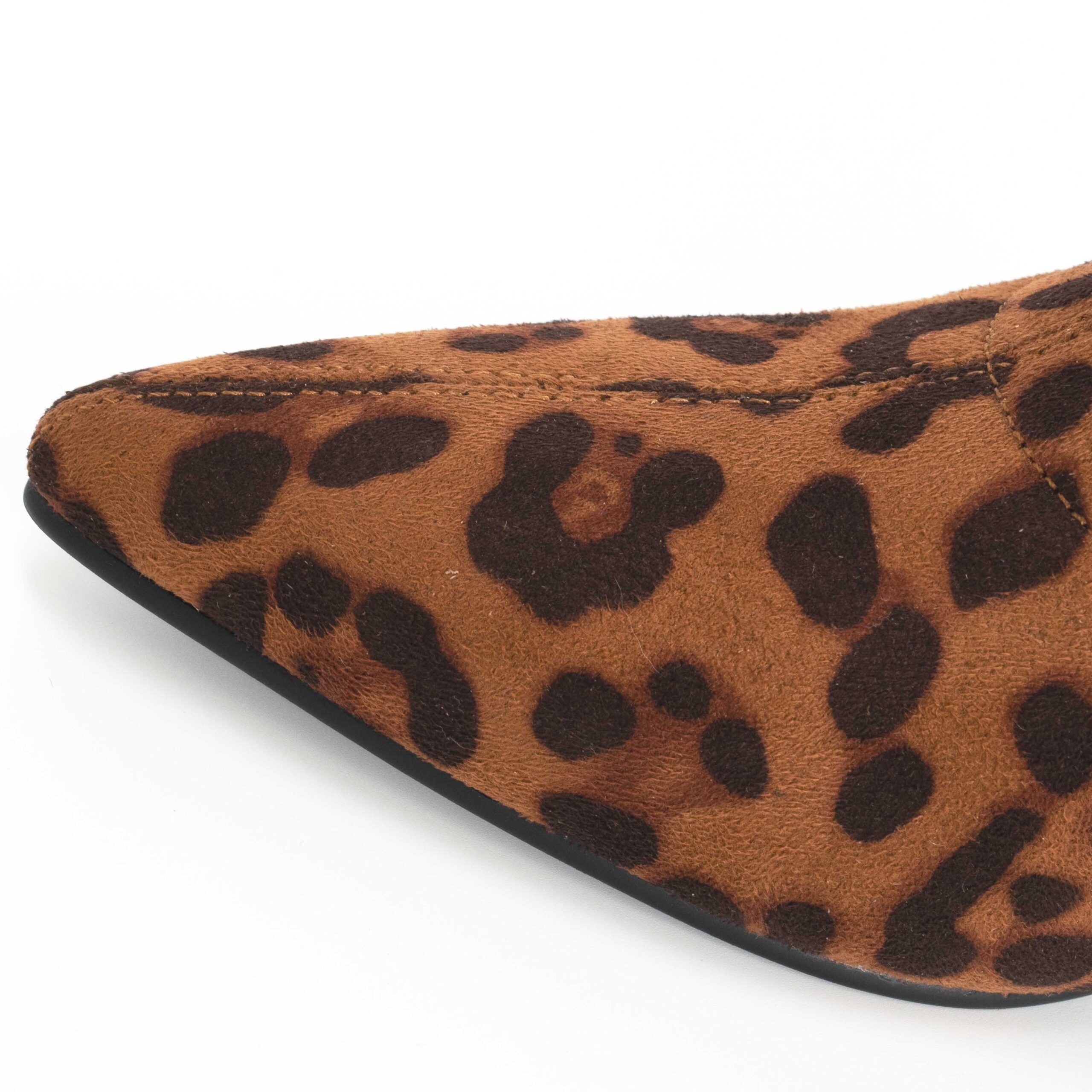 women heeled boots with brown leopard microfiber