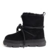 women winter outdoor lace-up snow boots with genuine leather and synthetic fur