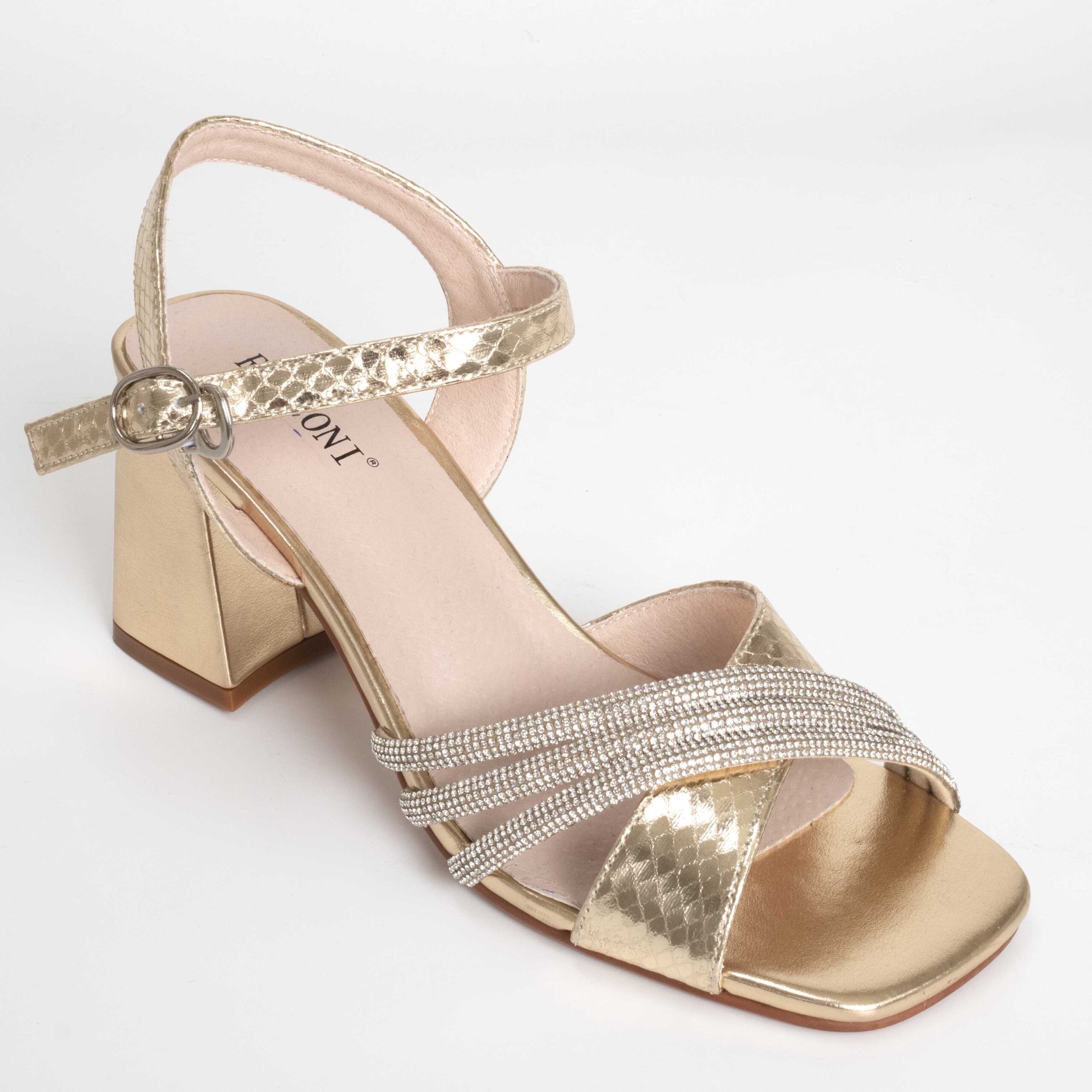 Sandals for women with gold patent leather