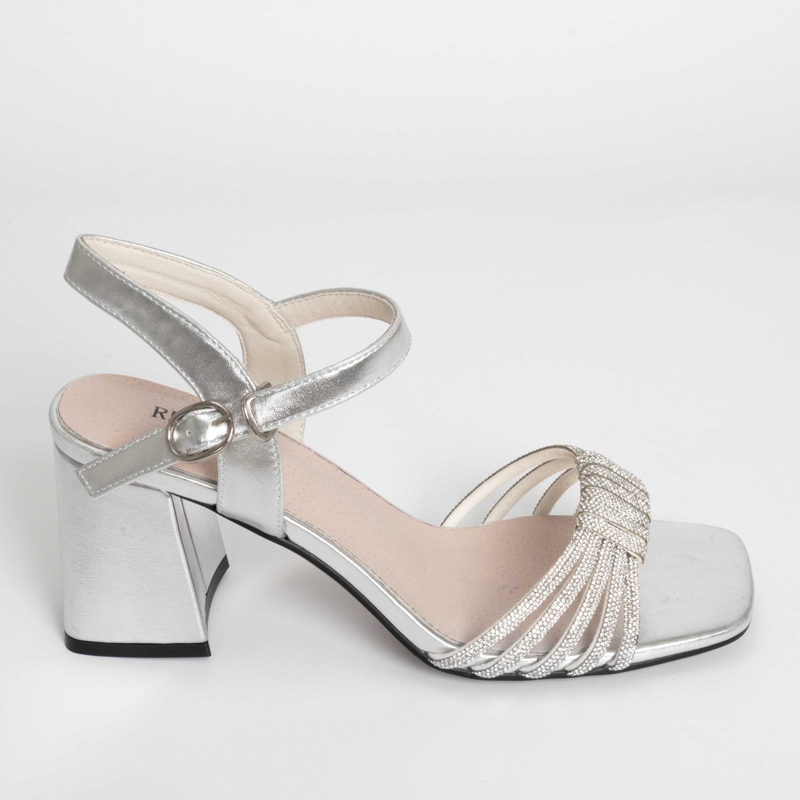 High heel Sandals for women with silver patent leather