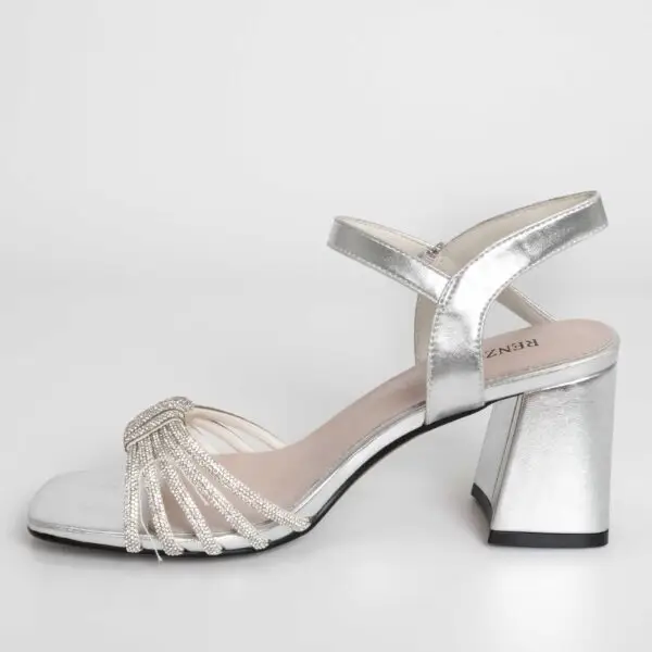 High heel Sandals for women with silver patent leather