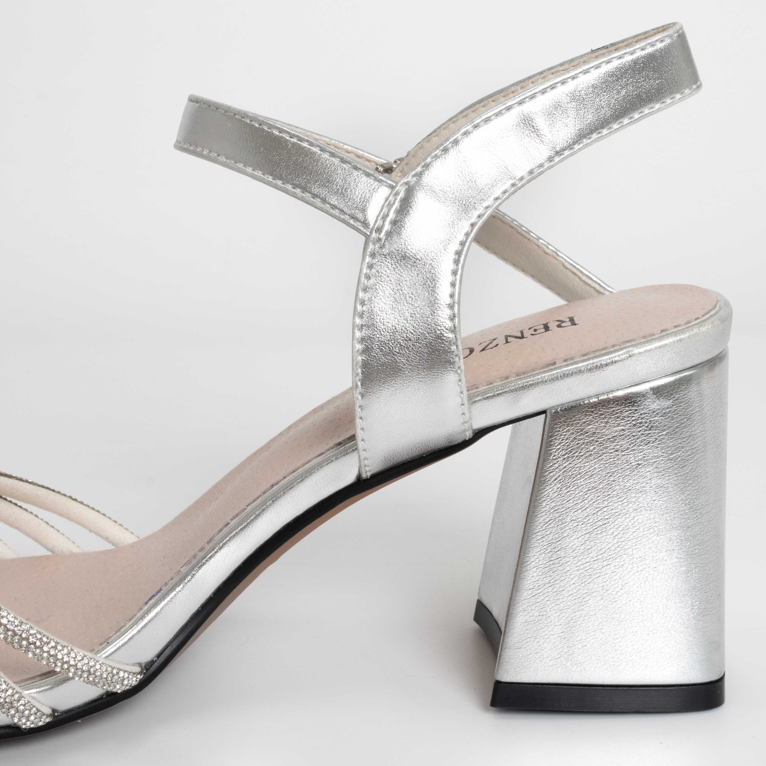 High heel Sandals for women with silver patent leather