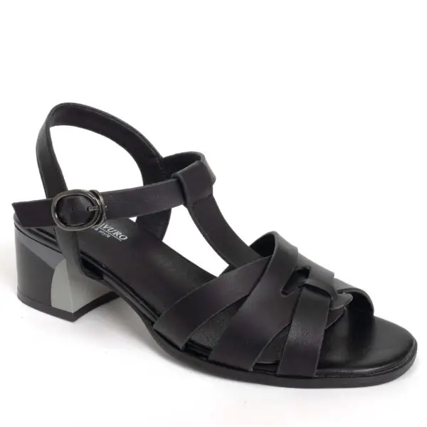 sandals for women with black microfiber leather