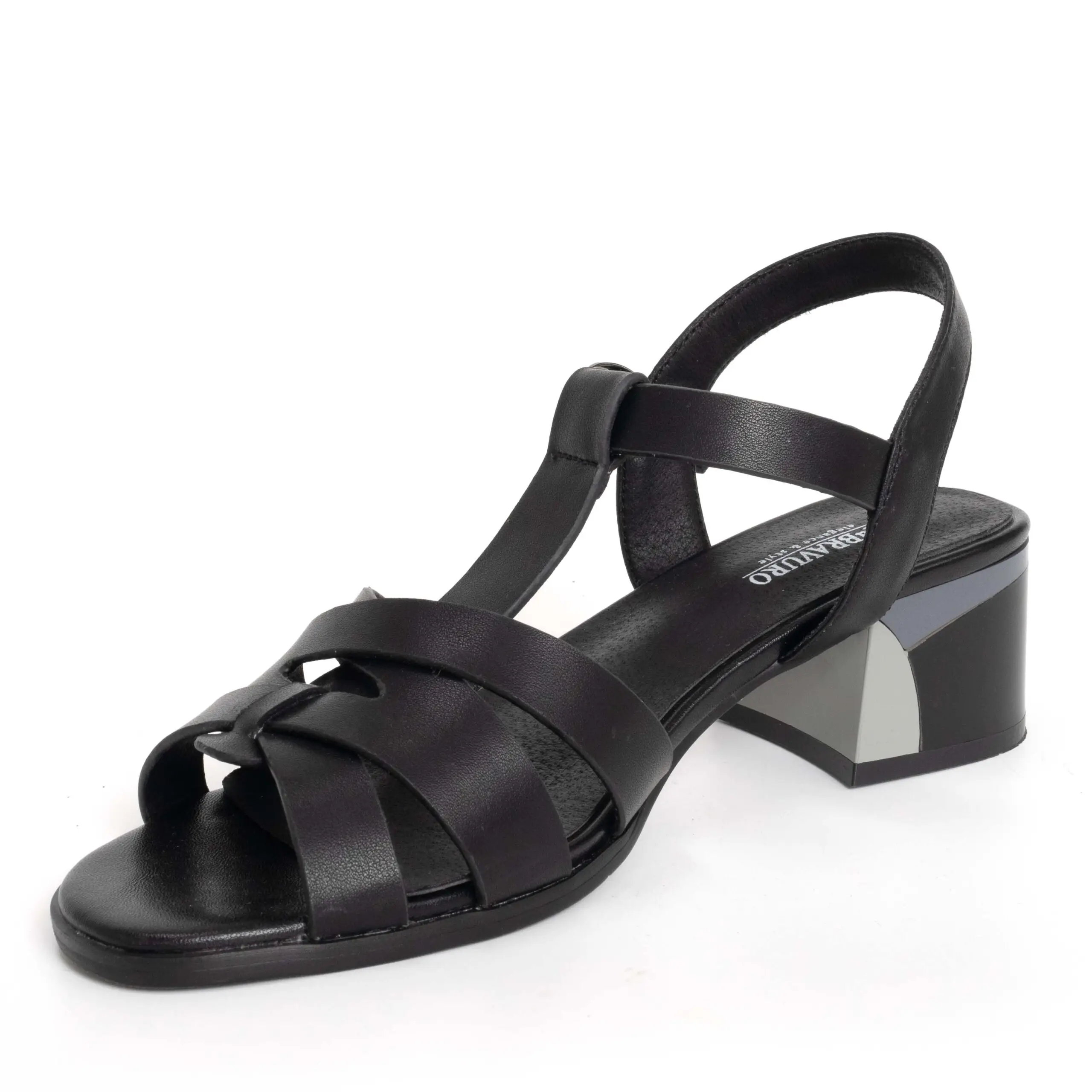 sandals for women with black microfiber leather