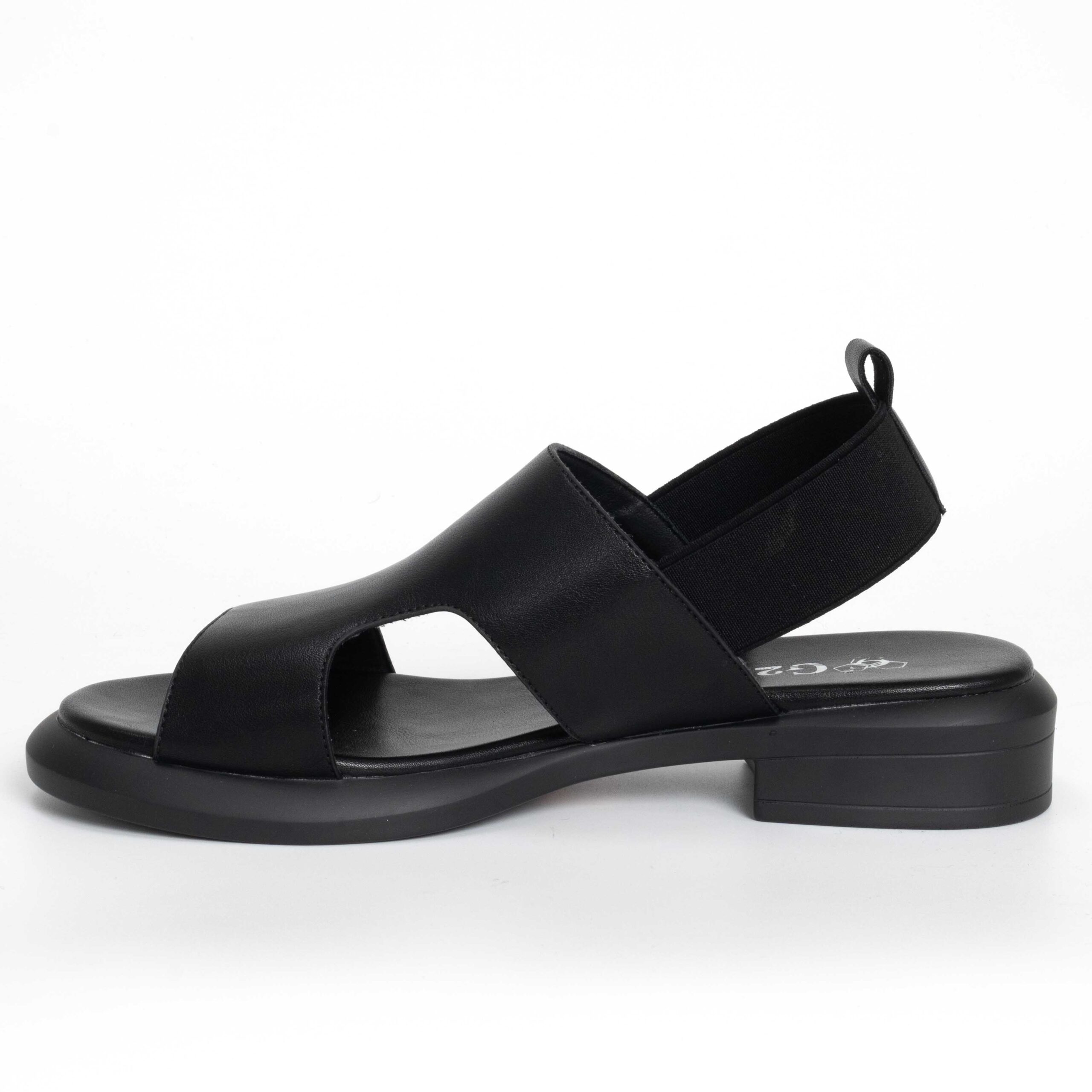 Women sandals with black microfiber leather