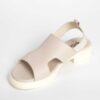 Women sandals with beige microfiber leather