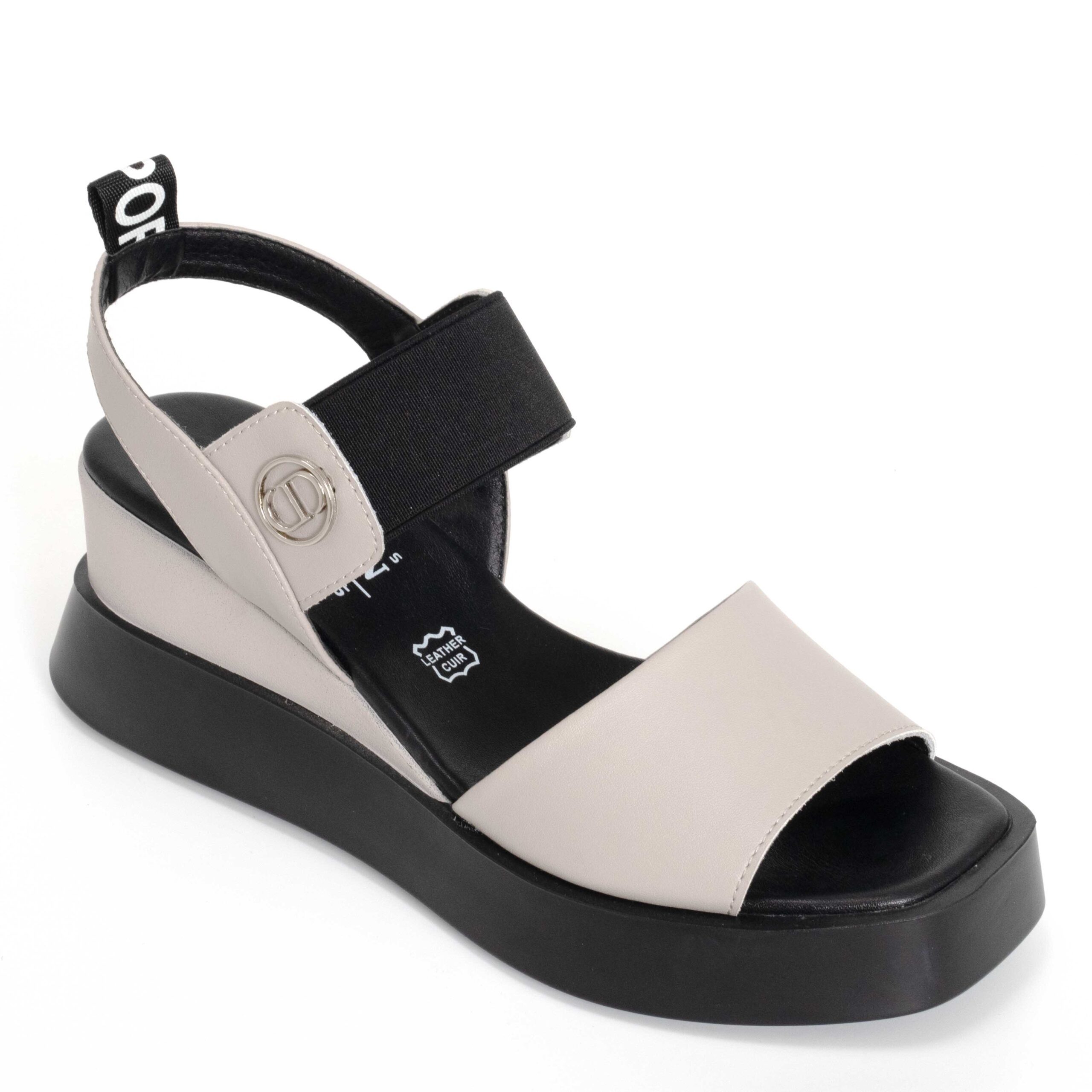 Platform sandals for women with microfiber leather