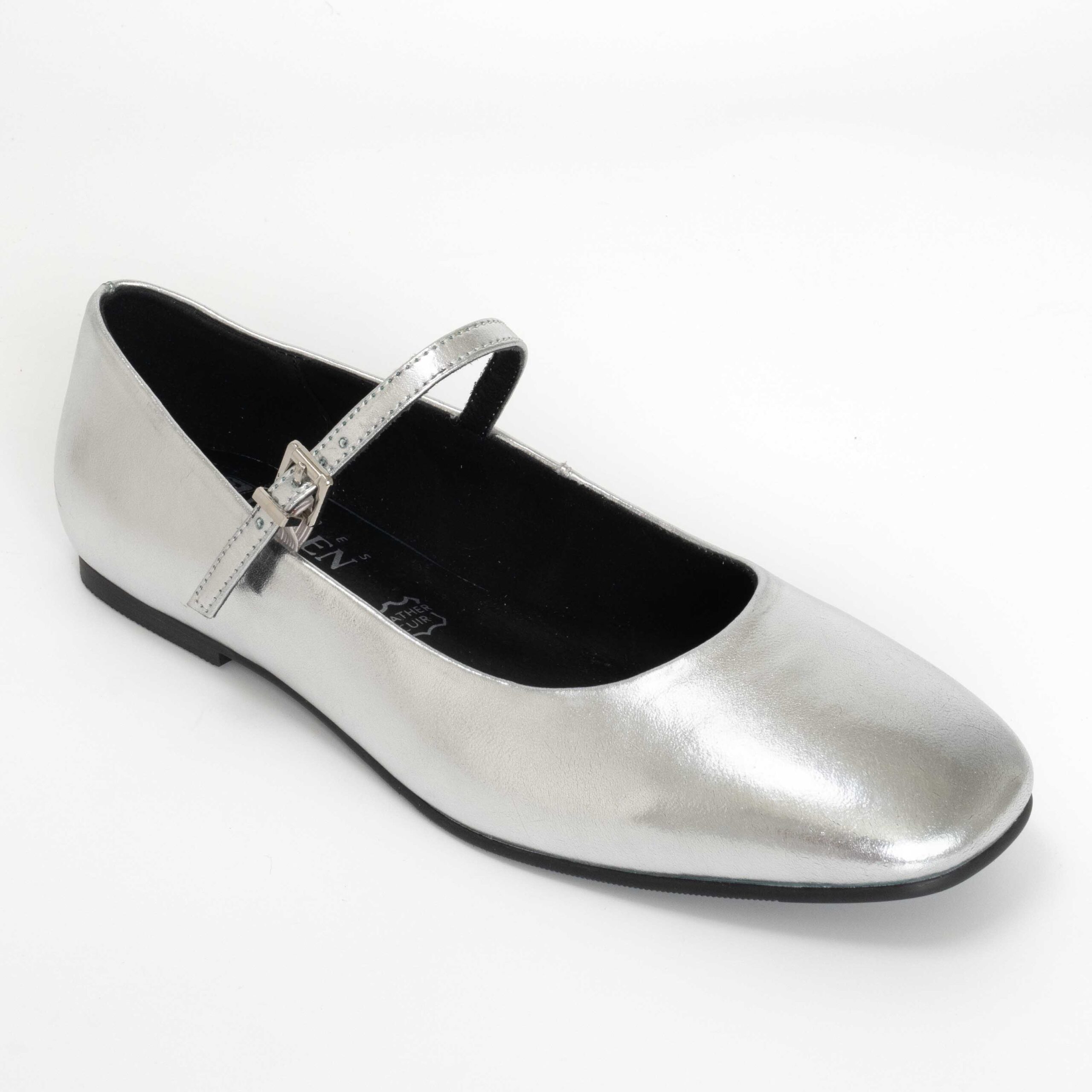 Pumps for women with silver patent leather