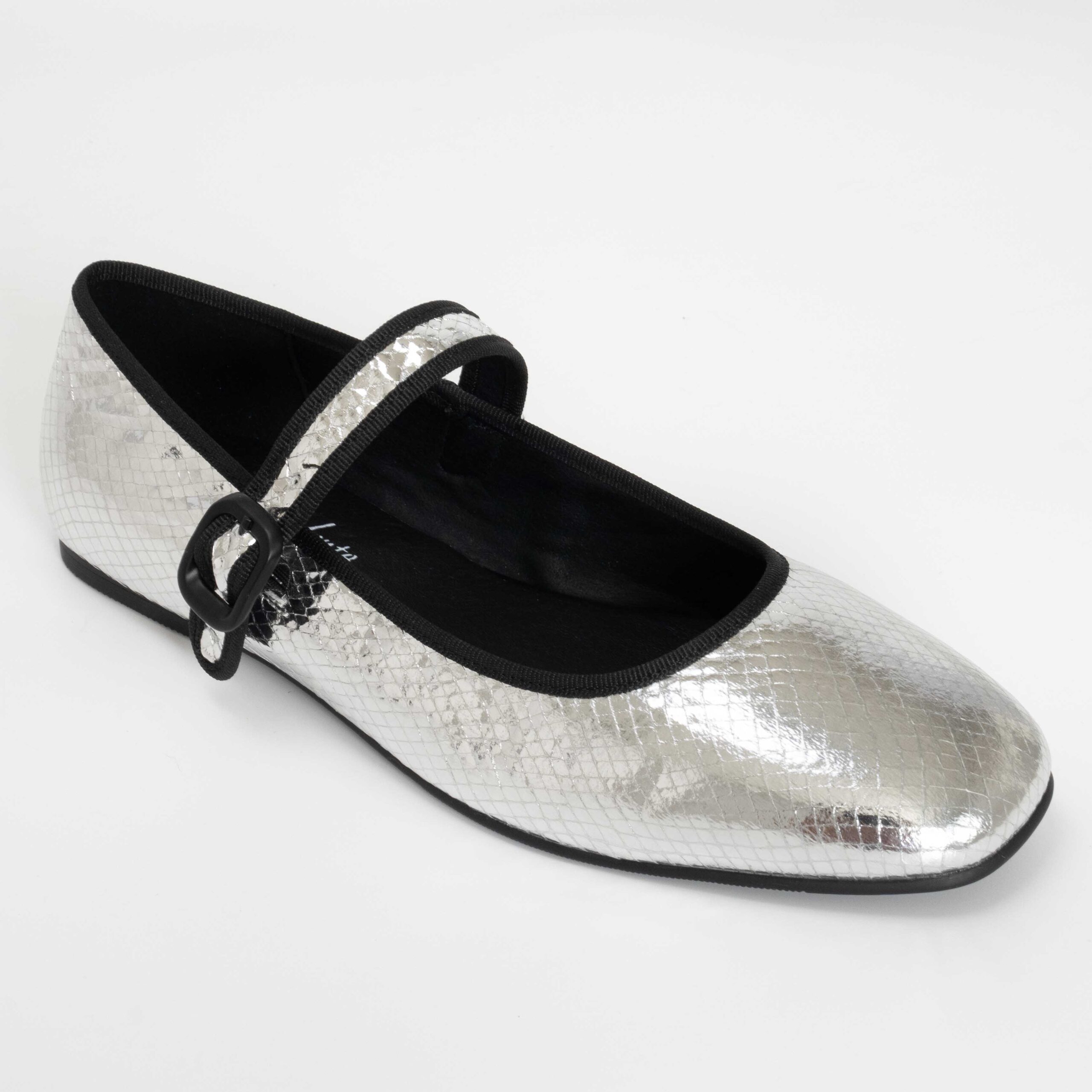 Pumps for women with Silver serpentine Patent leather