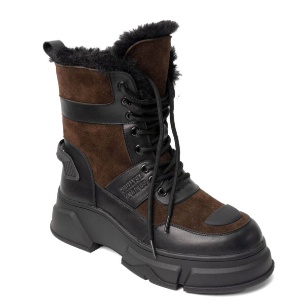 Women snow boots with synthetic fur, genuine leather and PU