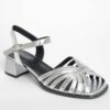 Women sandals with high heel and silver patent leather