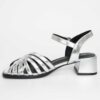 Women sandals with high heel and silver patent leather