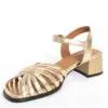 Sandals for women with gold patent leather and high heel