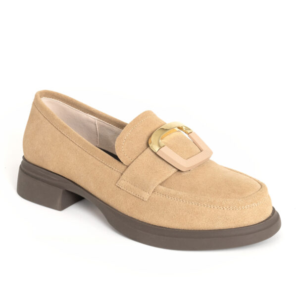 YZY Wholesale women Khaki flat shoes with cow suede