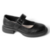 Women dress shoes with black microfiber leather