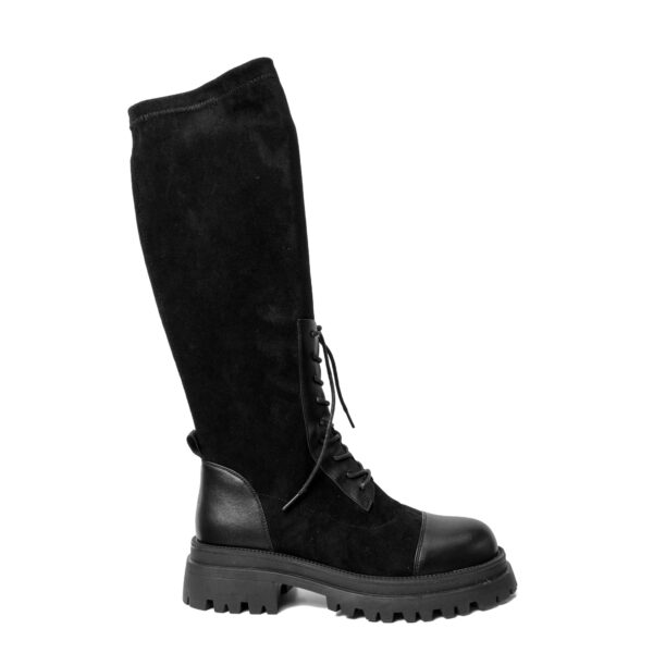 YZY Wholesale knee high boots for women with black microfiber