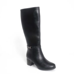 Black knee-high boots for women with PU leather