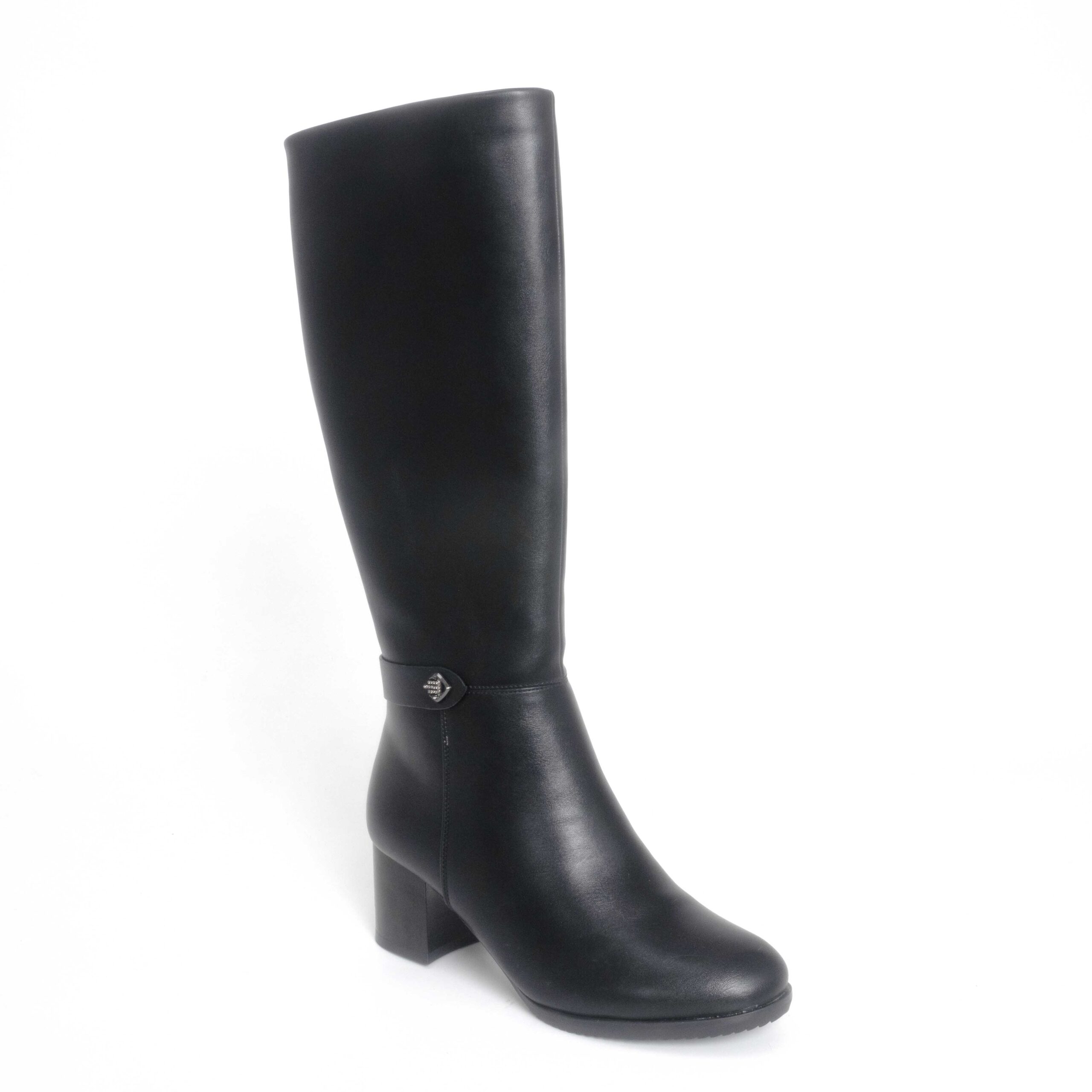 Black knee-high boots for women with PU leather