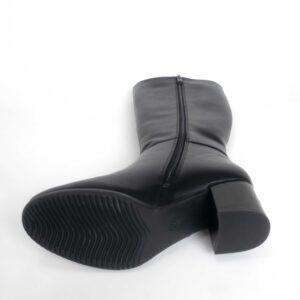 women knee high heeled boots with black PU leather wool lining materials