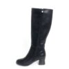 women knee high heeled boots with black PU leather wool lining materials