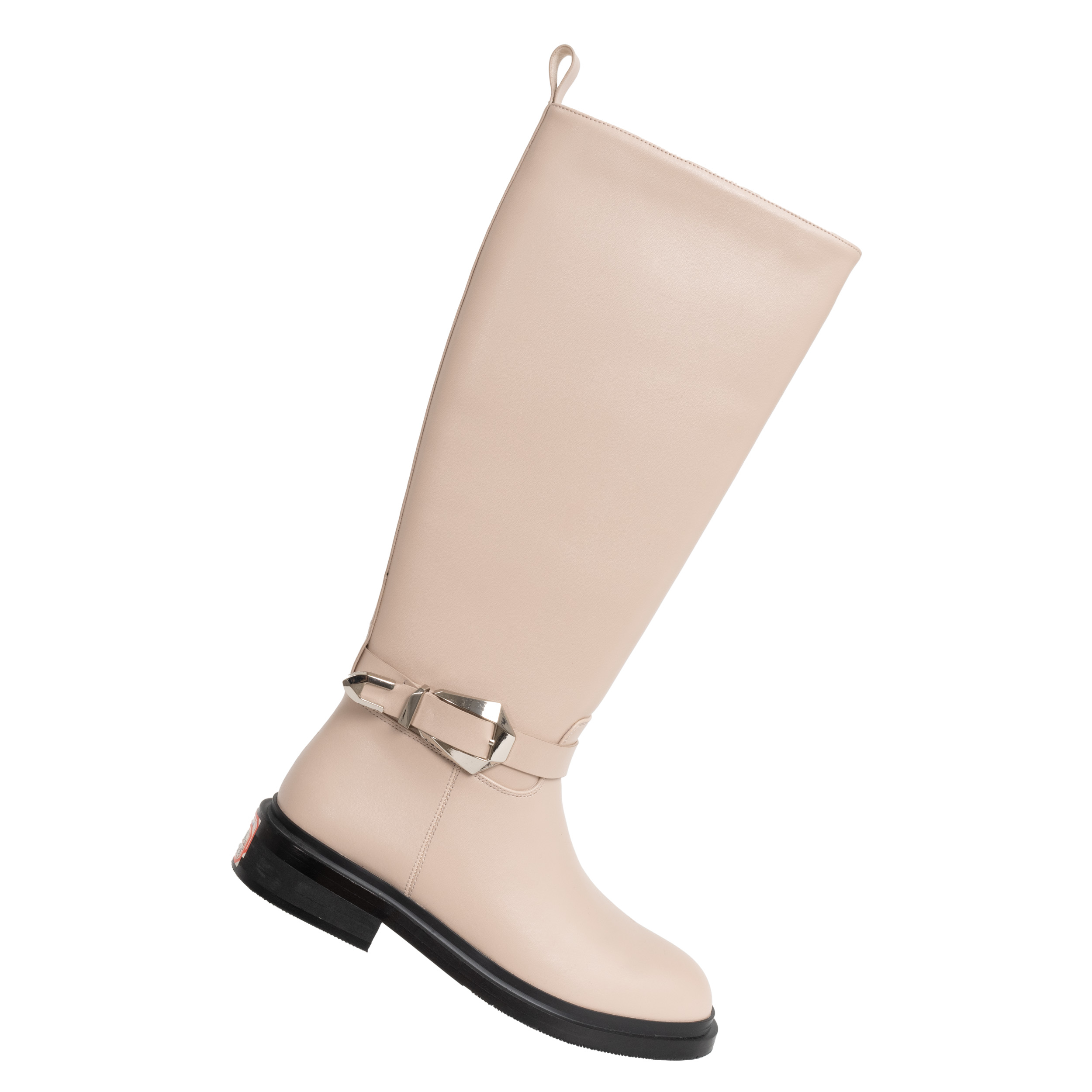 YZY Wholesale knee high boots for women with beige PU leather