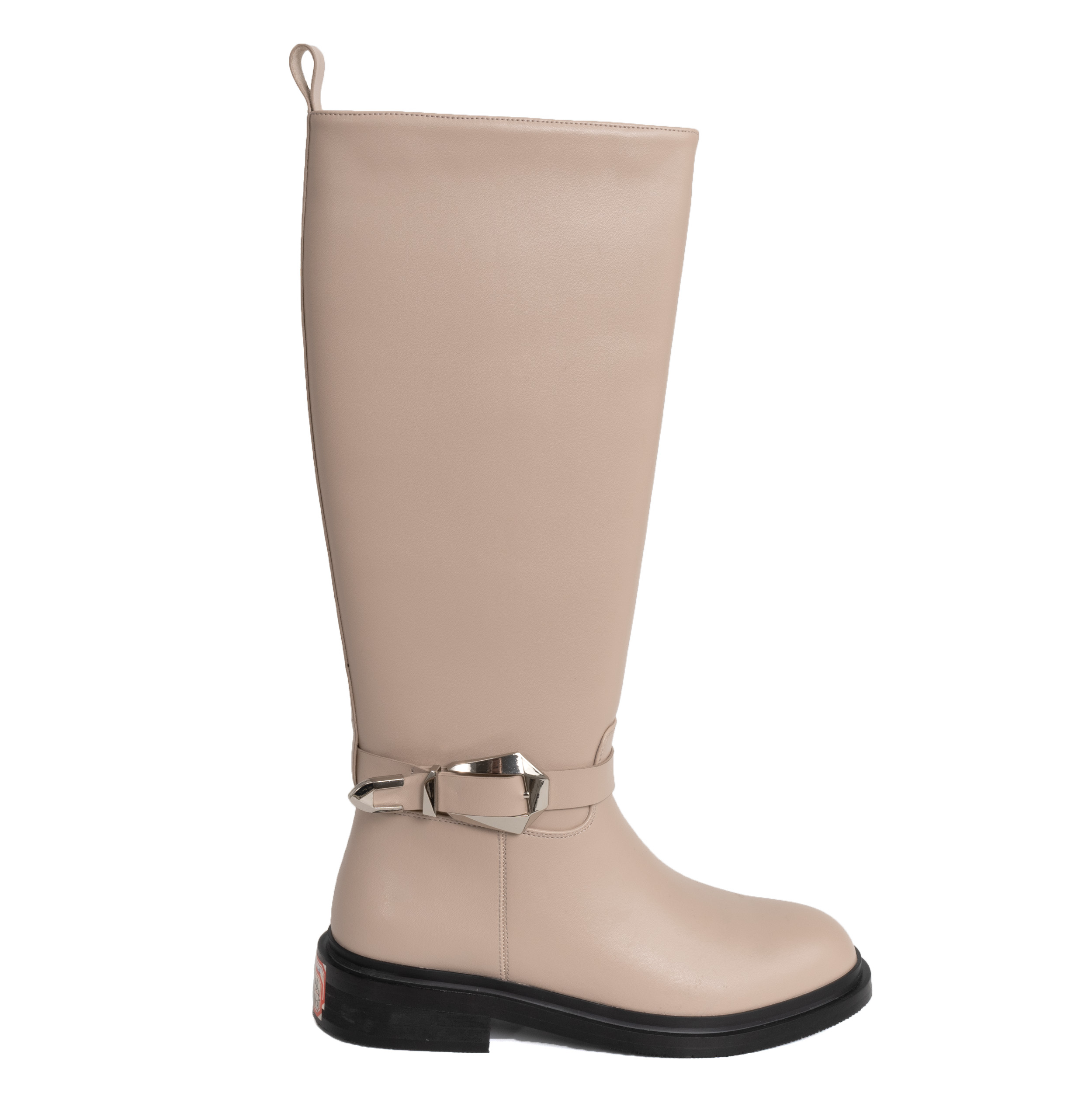 YZY Wholesale knee high boots for women with beige PU leather