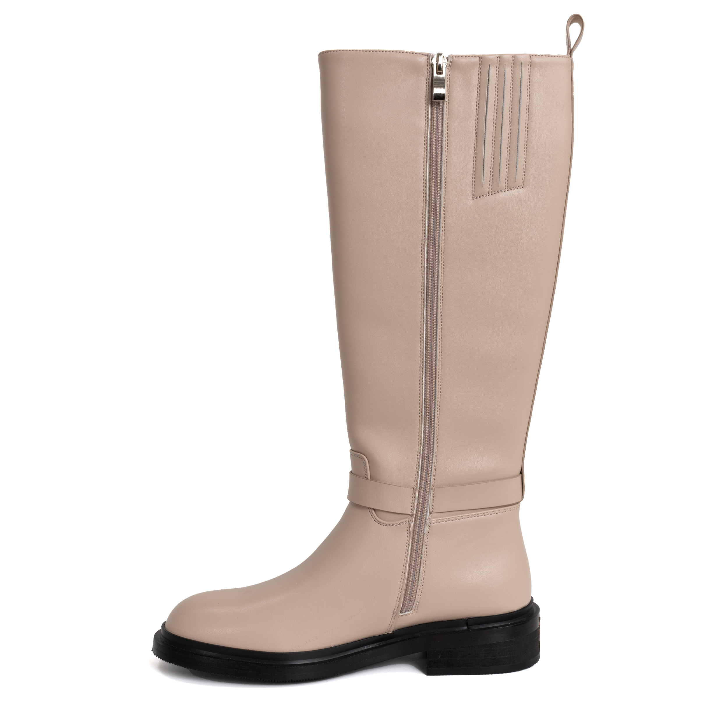 YZY Wholesale knee high boots for women with beige PU leather