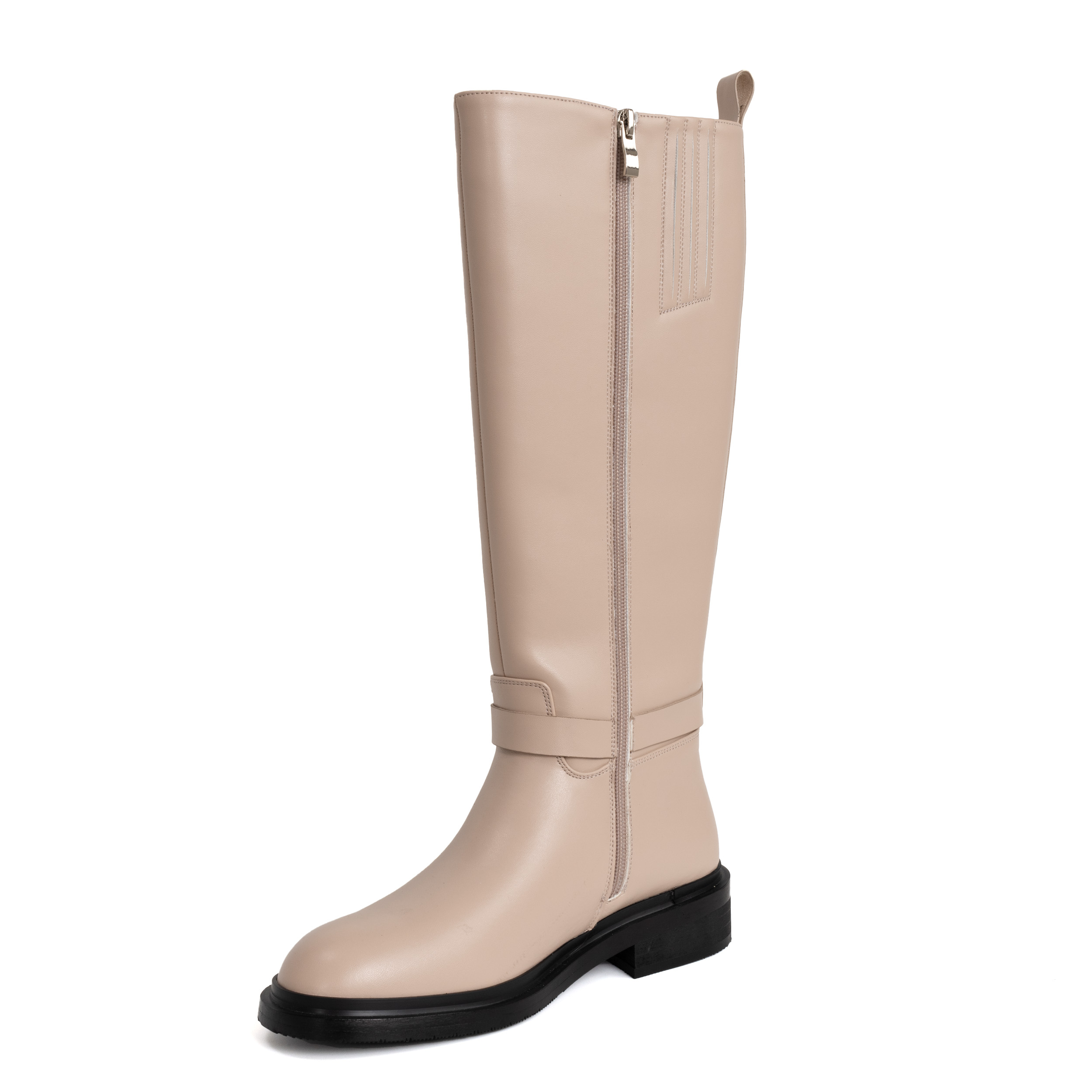 YZY Wholesale knee high boots for women with beige PU leather