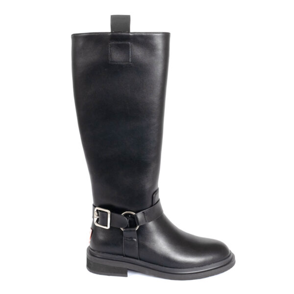 knee high boots for women with black PU leather