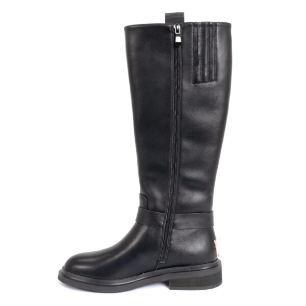 knee high boots for women with black PU leather